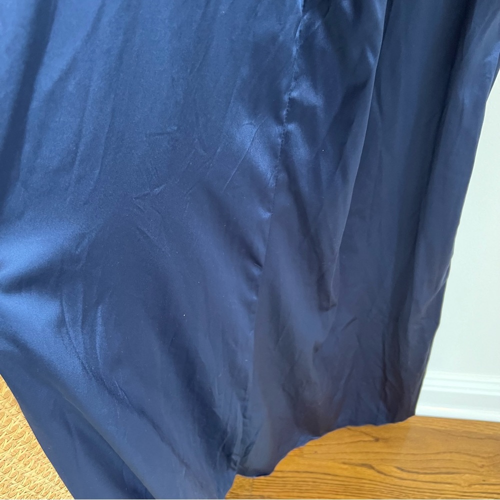 NWT DB Studio Navy Blue cowl neck silky chiffon dress with slit | Size 10 - Picture 8 of 10